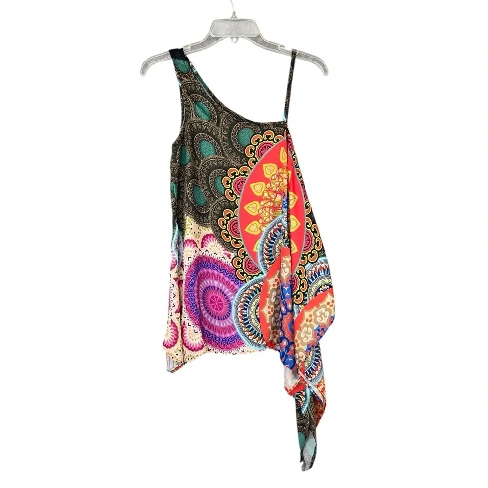 RANEE'S Silk Scarf Tunic Blouse Colorful Mandala Print Size Small - Picture 14 of 14